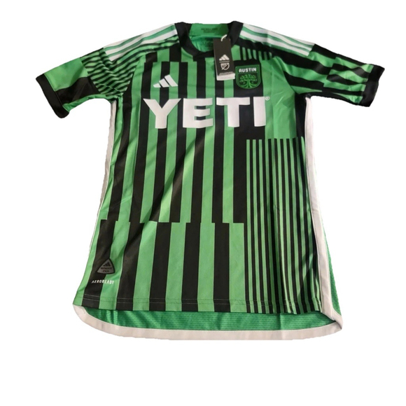 adidas Other - Adidas MLS Austin FC Men Soccer Jersey HI1836 Green Stripe Black Sz Xs Flaw neck